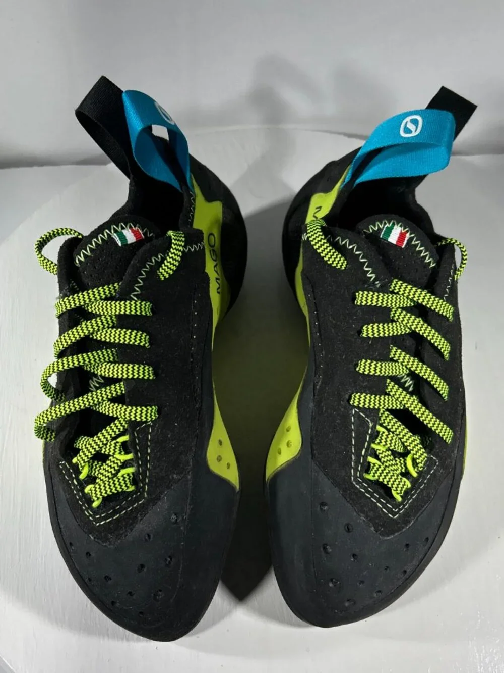Scarpa Mago Womens Rock Climbing Shoes Size 6.5 EU 37.5 Black Green Lace - ITALY